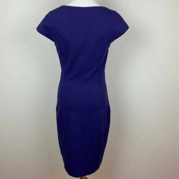 DVF Diane Von Furstenberg Dress 4 Sheath Purple Cap Sleeve Career Office - Picture 5 of 12